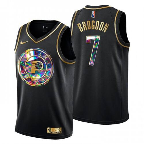 Indiana Indiana Pacers #7 Malcolm Brogdon Mens Golden Edition Diamond Logo 2021/22 Swingman Jersey ¨C Black Mens
