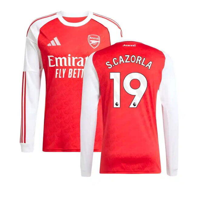 2025-2026 Arsenal Long Sleeve Home Shirt (S.Cazorla 19) - premium