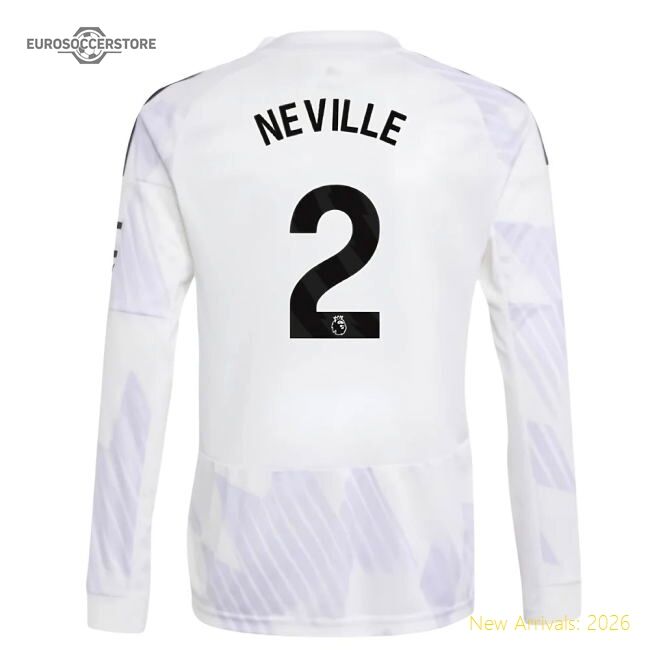 Official 2025-2026 Man Utd Long Sleeve Away Shirt (kids) (neville 2