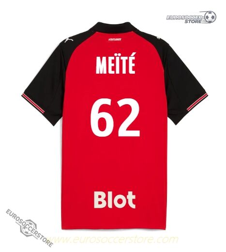 Rennes Home MEÏTÉ 62 Football Jersey for the 25-26 Season