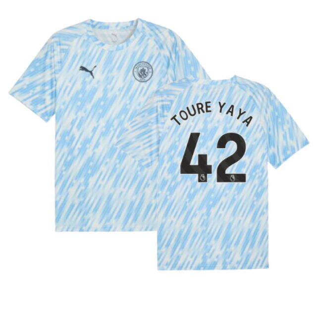 2025-2026 Man City Warm Up Jersey (Silver Sky) (Toure Yaya 42)