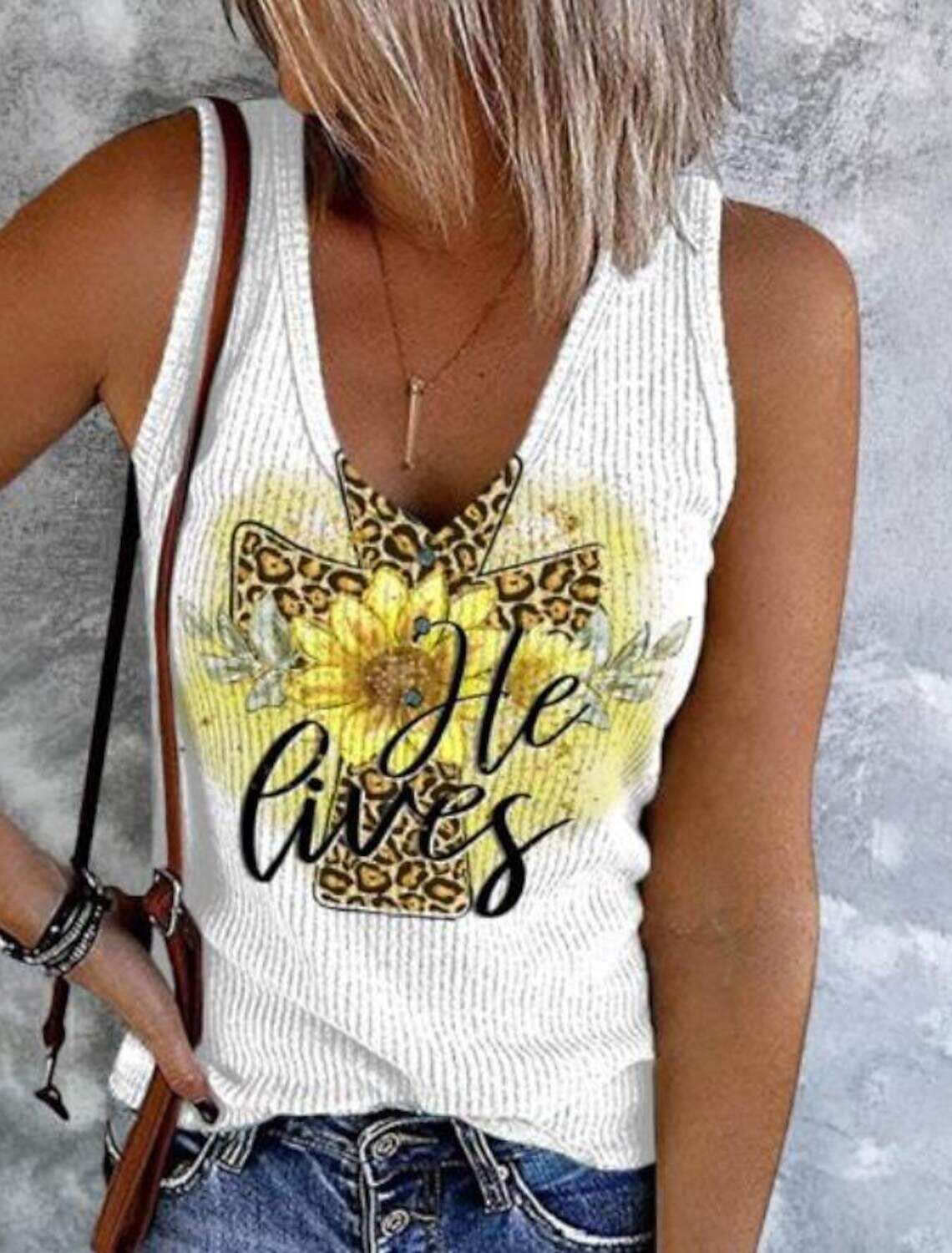 Women's Plus Size Tank Top Going Out Tops Vest Concert Tops Streetwear Casual Floral Buttons Print Sleeveless Regular Tops V Neck Holiday
