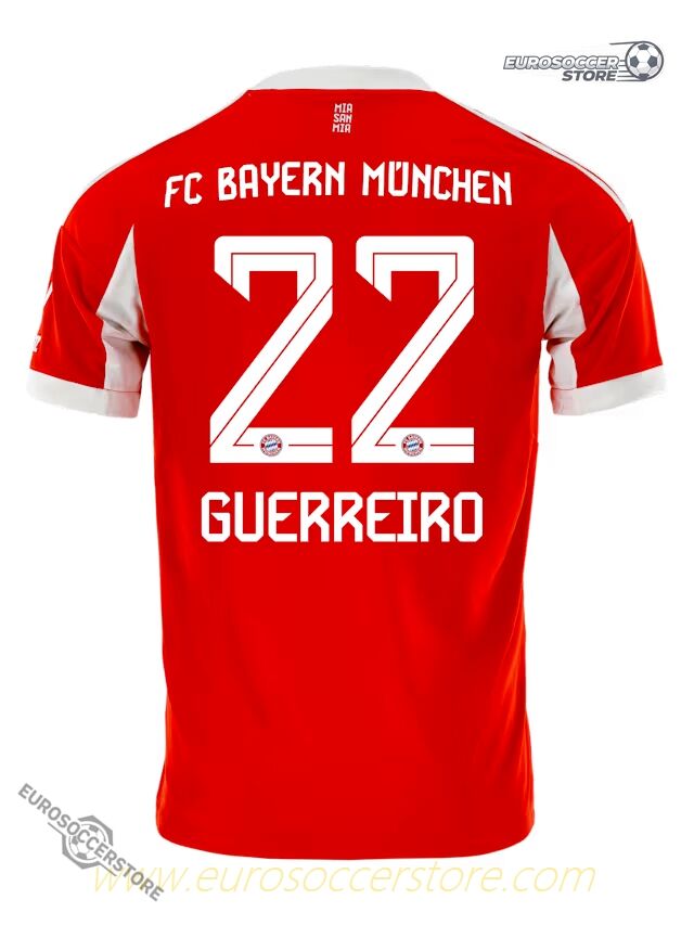 Bayern Munich's 25-26 Home Jersey Featuring Guerreiro, Number 22