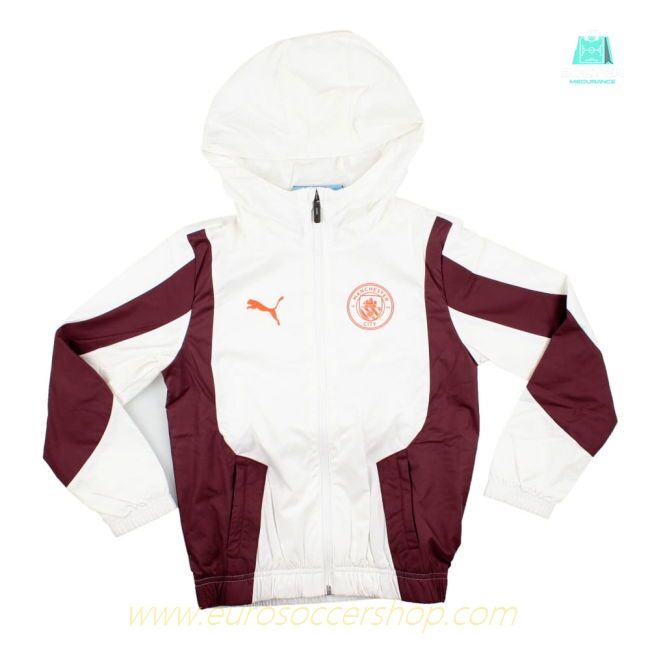 2023-2024 Man City Pre-Match Woven Anthem Jacket (White) - Kids