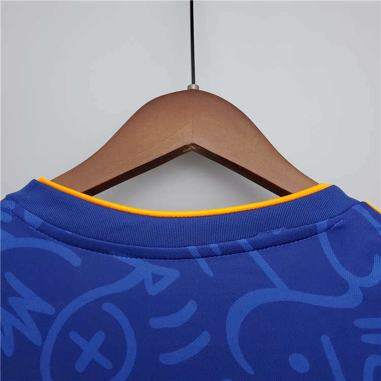 Real Madrid 21-22 Away Blue Soccer Jersey Football Shirt Long Sleeve