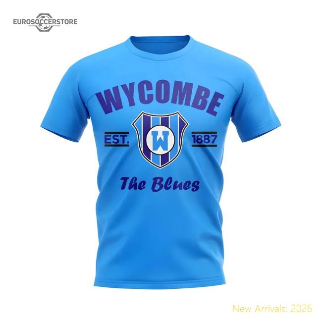 Premium Wycombe Established Football T-shirt (sky) - Excellent Value
