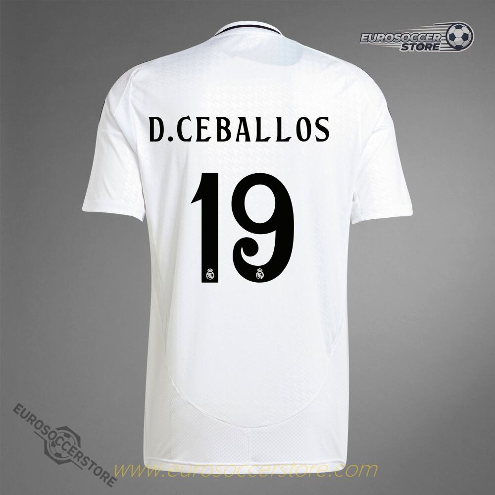 Real Madrid's 24-25 Home Jersey featuring D.CEBALLOS 19