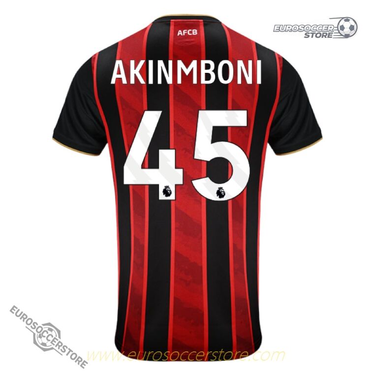 AFC Bournemouth 25-26 Season Home Jersey with Player AKINMBONI's Name and Number 45