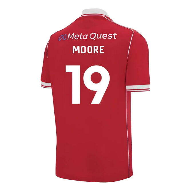 Faithful Football Wrexham Home Shirt Moore #19 Authentic Design Up...