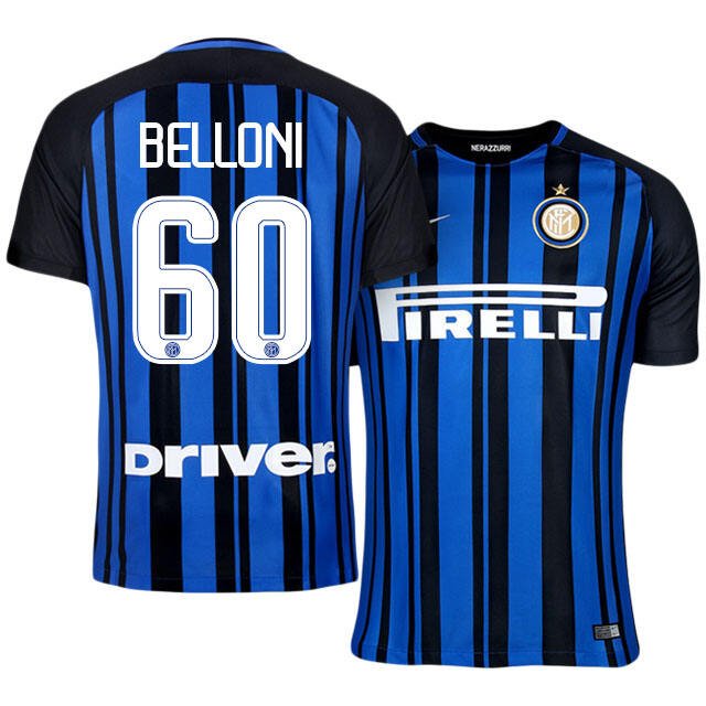 Inter Milan Home 201718 60 Niccolo Belloni Soccer Jersey Shirt -