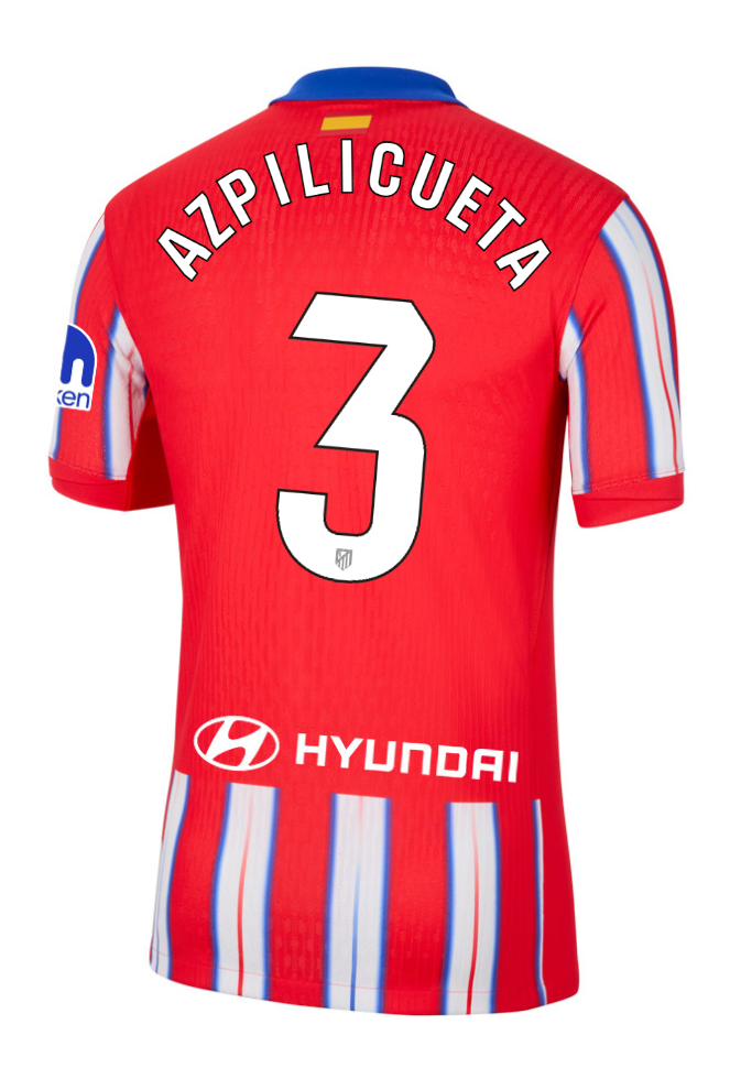 24-25 Season Atletico Madrid Laliga Home Jersey Featuring AZPILICUETA #3