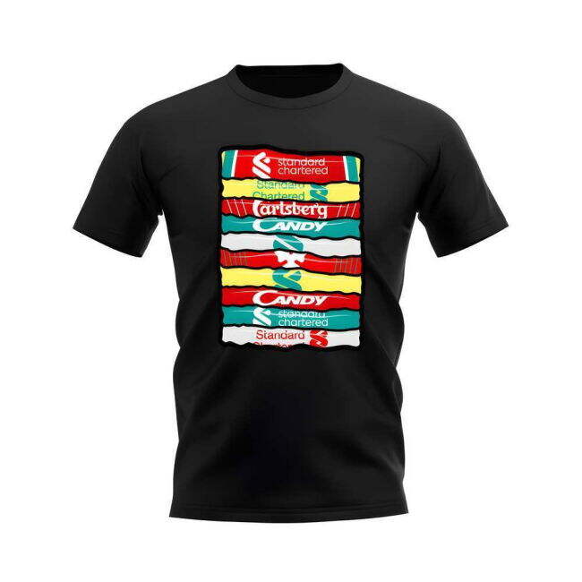 Officially Licensed Liverpool Shirt Sponsor History T-shirt (Black)