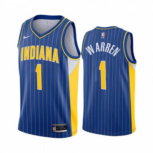 Nike Indiana Pacers #1 TJ Warren Blue NBA Swingman 2020-21 City Edition Jersey Mens