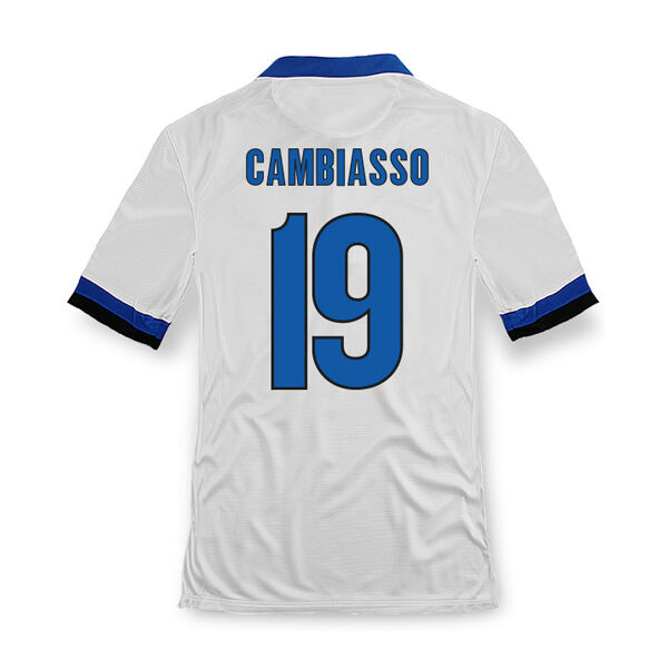 13-14 Inter Milan 19 Cambiasso Away White Soccer Jersey Shirt -