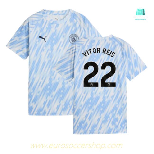 2025-2026 Man City Warm Up Jersey (Silver Sky) - Kids (Vitor Reis 22)