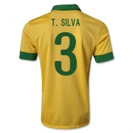 1314 Brazil 3 TSilva Yellow Home Jersey Shirt - Official Replica 3155
