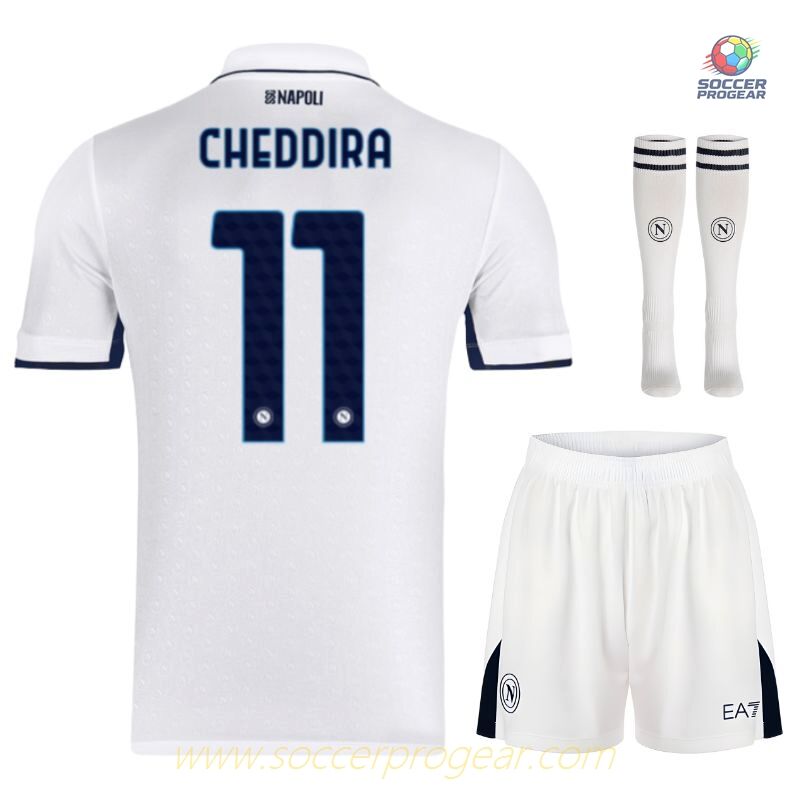 Napoli Away Children Soccer Uniform Soccer Football Shirt 2024-25 Edition Cheddira