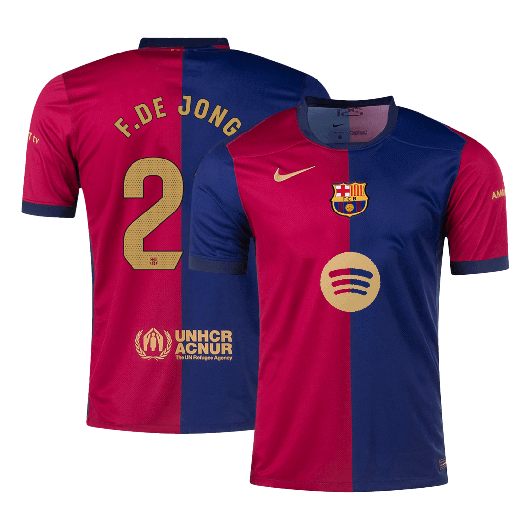 F.DE JONG #21 Barcelona Home Soccer Jersey 2024/25- Spotify Logo Witho