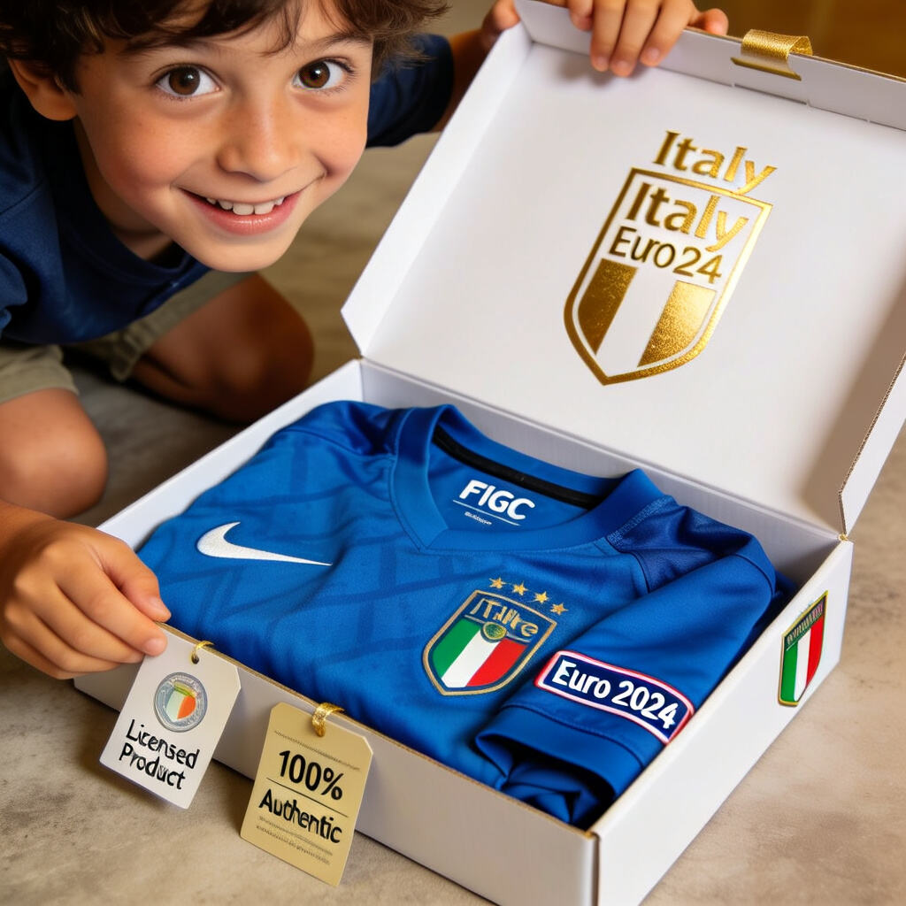 Italy Kids Jersey Premium gift-boxed set, perfect for a child's first official national team kit