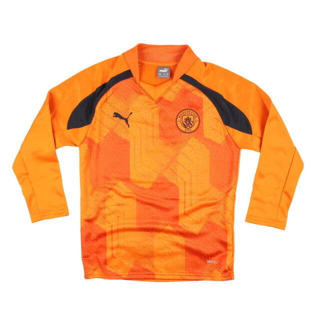 match worn 2023-2024 Man City Pre-Match LS Sweat Top (Orange) - Kids