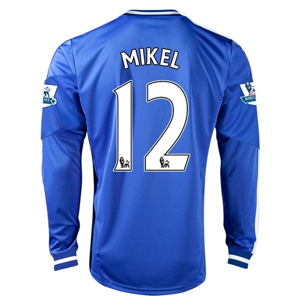 13-14 Chelsea 12 MIKEL Home Long Sleeve Jersey Shirt - Official
