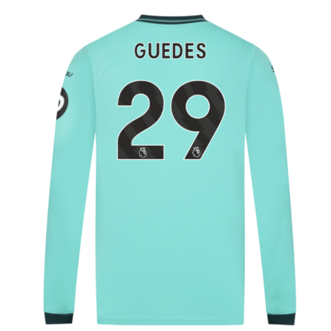 Wolves Wolves Long Sleeve Away Shirt Guedes #29 Ultra Comfort Fan ...