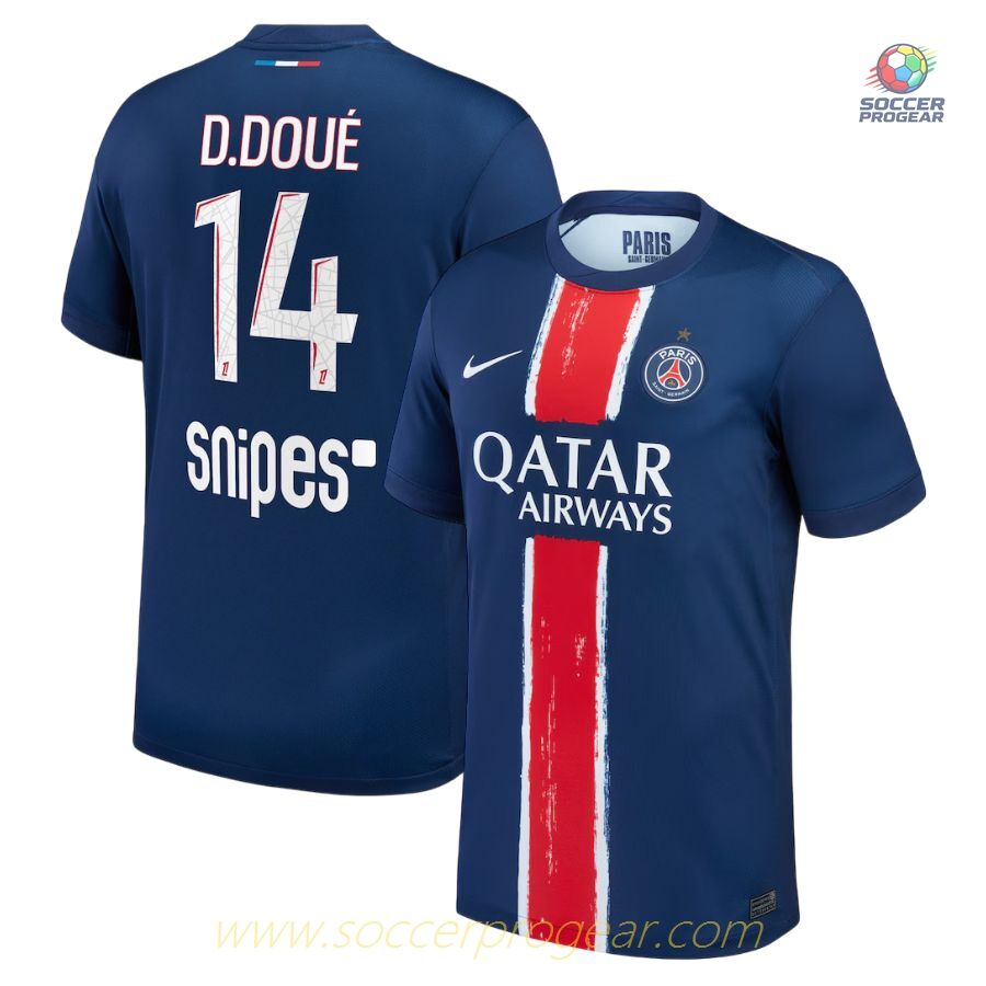 PSG Home Football Team Jersey 2024-2025 Season Désiré Doué 1 Star