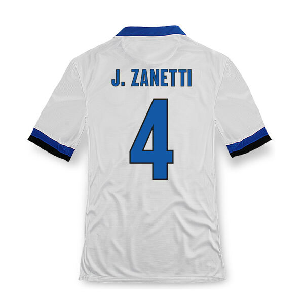 13-14 Inter Milan 4 JZanetti Away White Soccer Jersey Shirt -