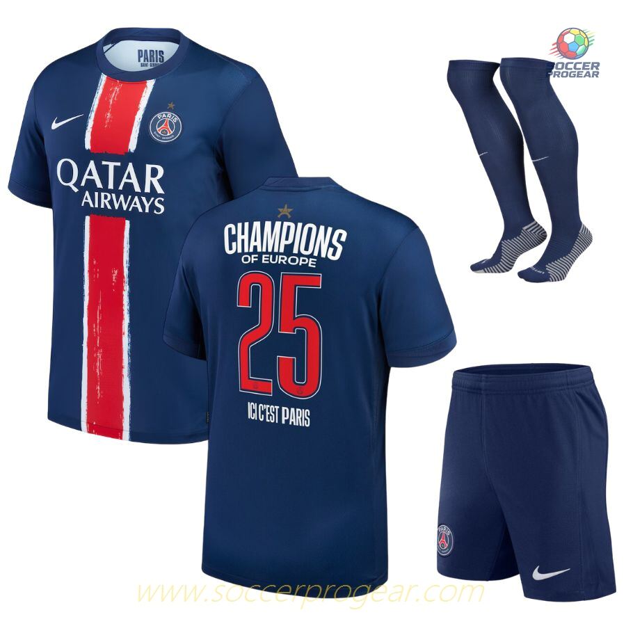PSG 2025 European Champions 1 Star Youth Jersey Set Team Jersey