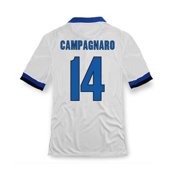 13-14 Inter Milan 14 Campagnaro Away White Soccer Jersey Shirt -