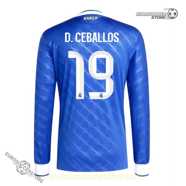 Real Madrid's 25-26 Third Long Sleeve Jersey featuring D. CEBALLOS with the number 19