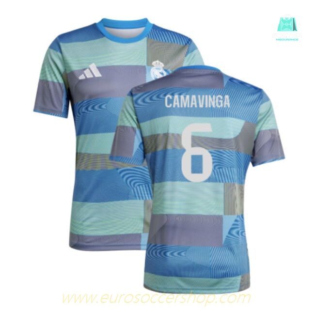 2025-2026 Real Madrid Pre-Match Shirt (Blue) (Camavinga 6)