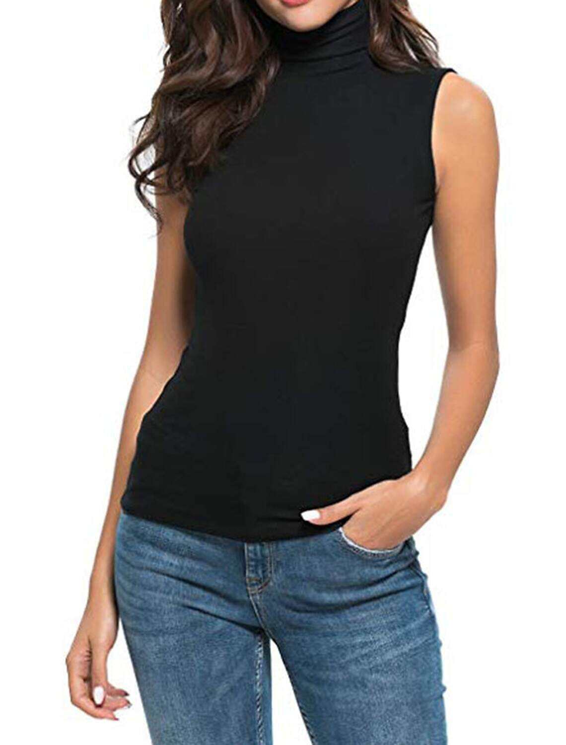 Women's Tank Top Casual Fashion Sleeveless High Neck Spring & Summer