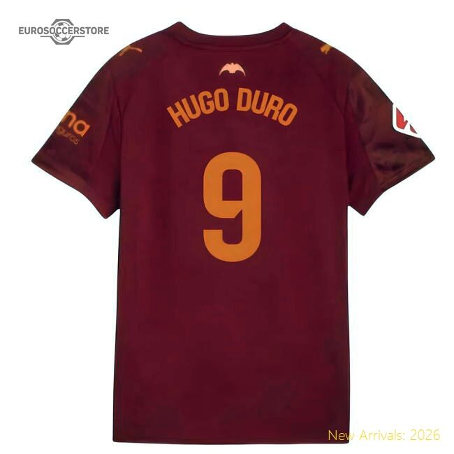 Professional-Grade 2025-2026 Valencia Away Shirt (Hugo Duro 9)