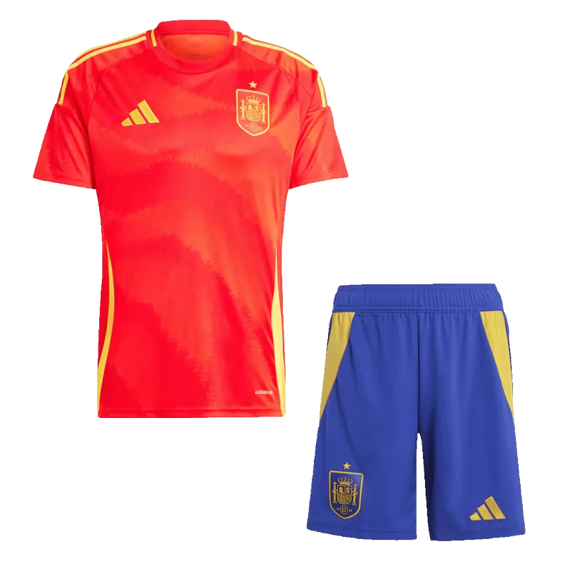 Kid's Spain Home Soccer Jersey Kit(Jersey+Shorts) 2024/25Authentic Kit
