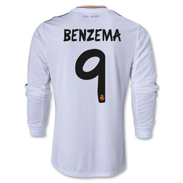13-14 Real Madrid 9 BENZEMA Home Long Sleeve Jersey Shirt - Official