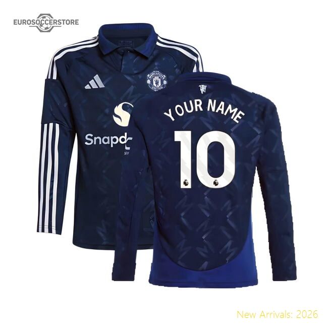 Authentic 2024-2025 Man Utd Long Sleeve Away Shirt (kids) (your Name