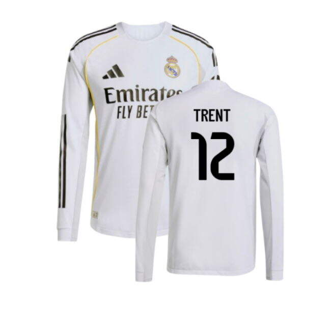 2025-2026 Real Madrid Authentic Long Sleeve Home Shirt (Trent 12)