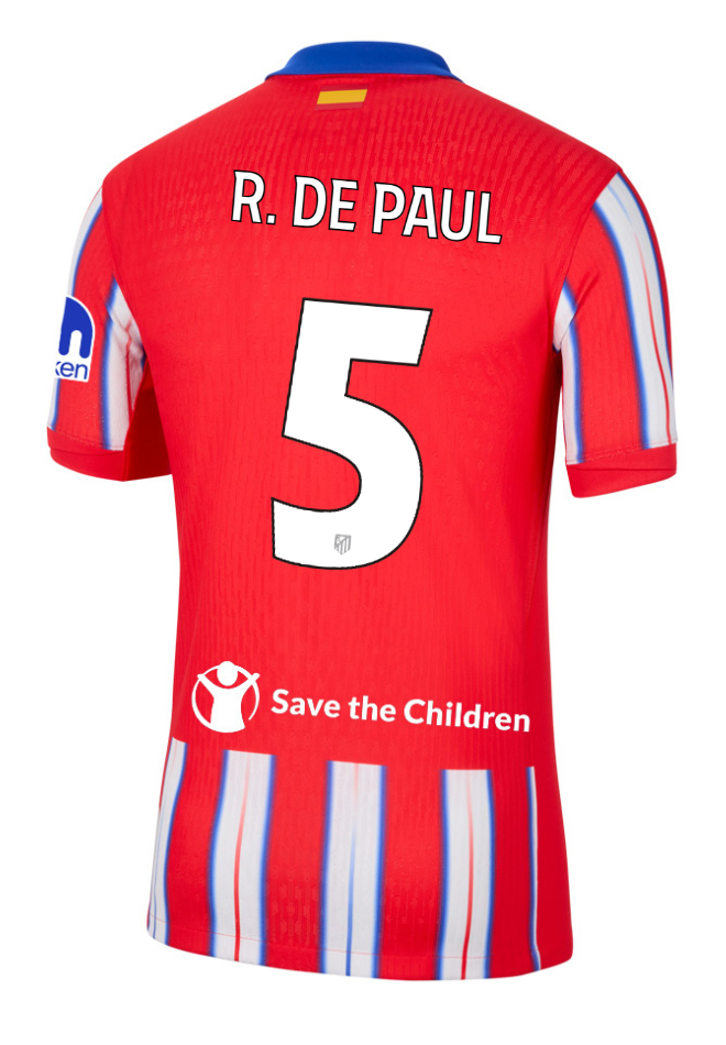 Atletico Madrid Home Champions League Jersey 24-25 with R. DE PAUL 5