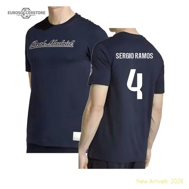 2025-2026 Real Madrid Us Tee (navy) (sergio Ramos 4) - Fan Design
