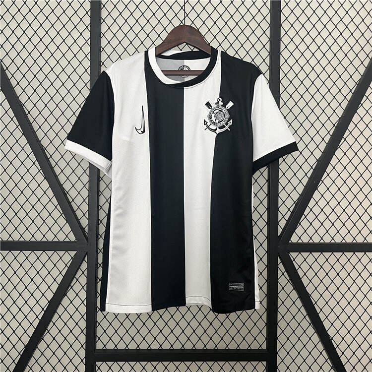 SC CORINTHIANS 2425 AWAY BLACK SOCCER JERSEY SHIRT - Official Replica