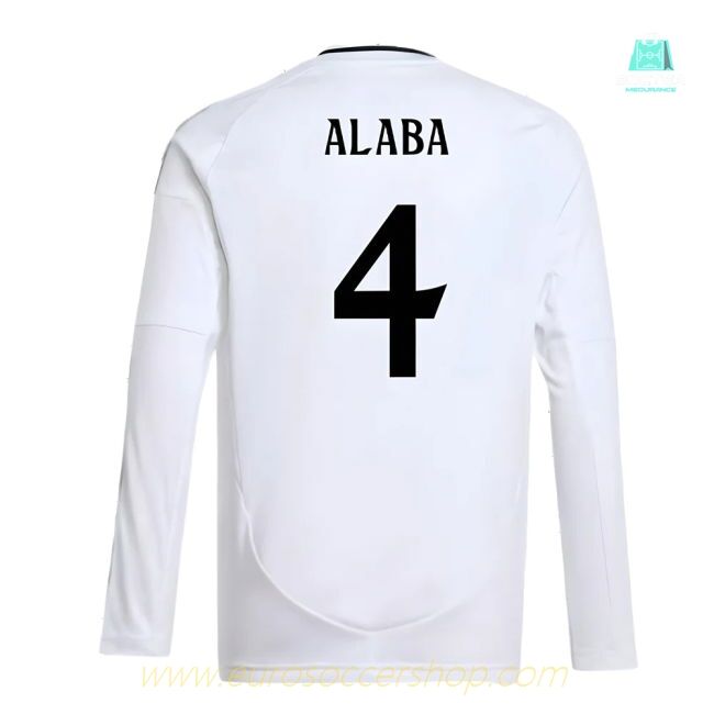 2024-2025 Real Madrid Long Sleeve Home Shirt (Kids) (Alaba 4)