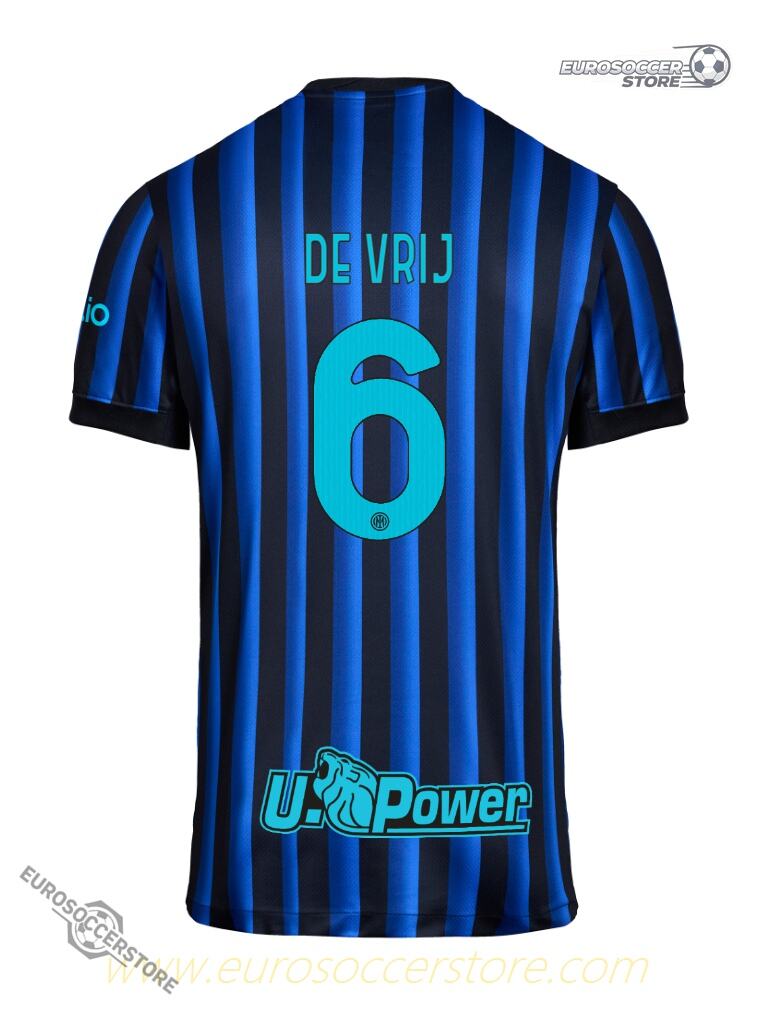 Inter Milan's 25-26 Home Jersey featuring DE VRIJ with the number 6