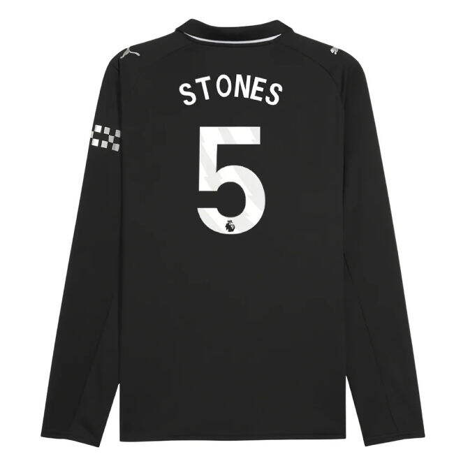 Professional Grade Football Man City Long Sleeve Away Shirt Stones...