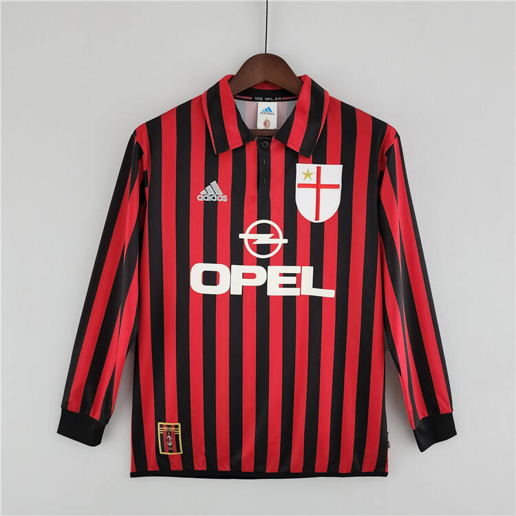 AC Milan 9900 Retro Home Long Sleeve Shirt - Official Replica 9511