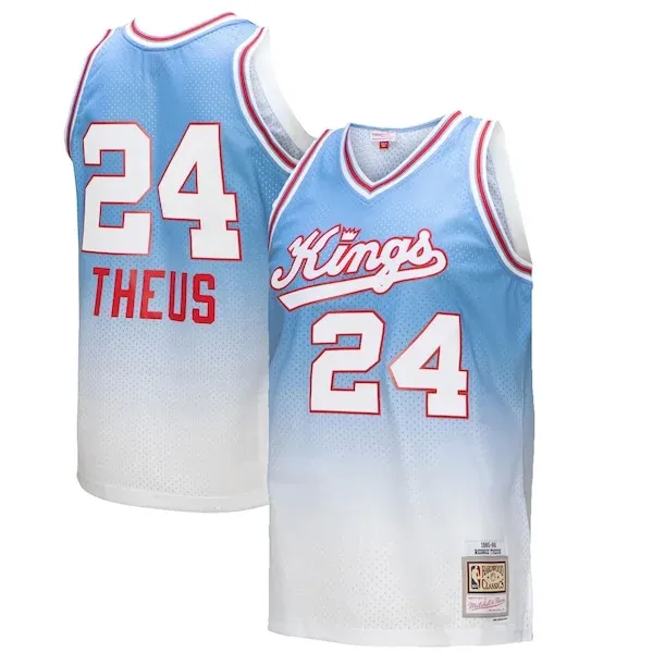 Reggie Theus SAC Top-Grade Basketball Jersey - Blue - Licensed Product