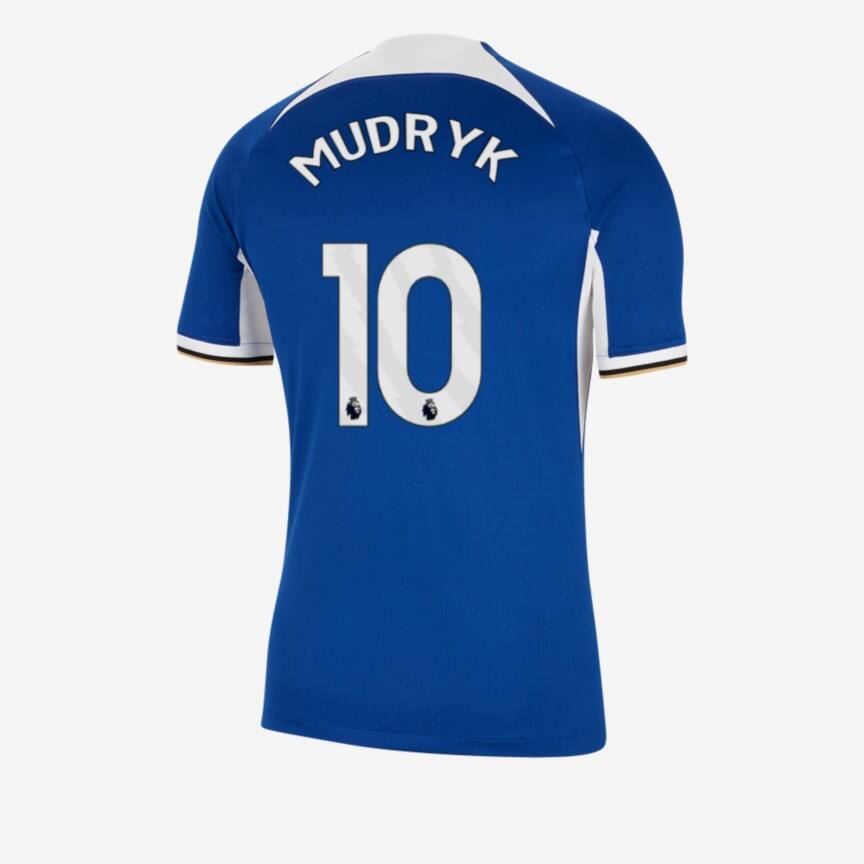 Chelsea's 23-24 Home Jersey, featuring MUDRYK with the number 10