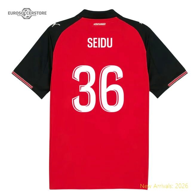 Official Match-Day 2025-2026 Stade Rennais Home Shirt (Seidu 36)