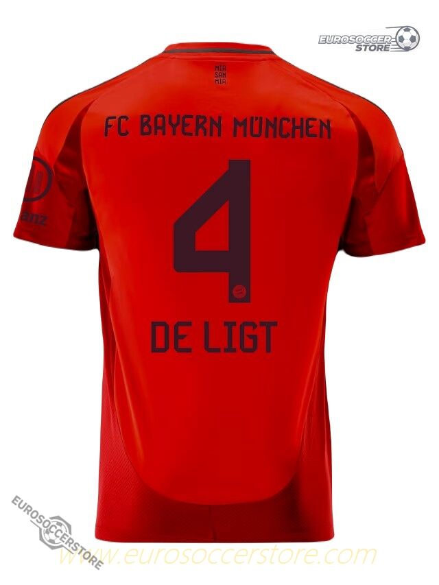 Bayern Munich's de Ligt Number 4 Home Jersey for the 24-25 Season