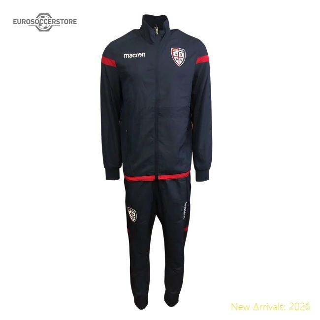 2017-2018 Cagliari Macron Microfibre Travel Warm-up Suit (dark Grey)